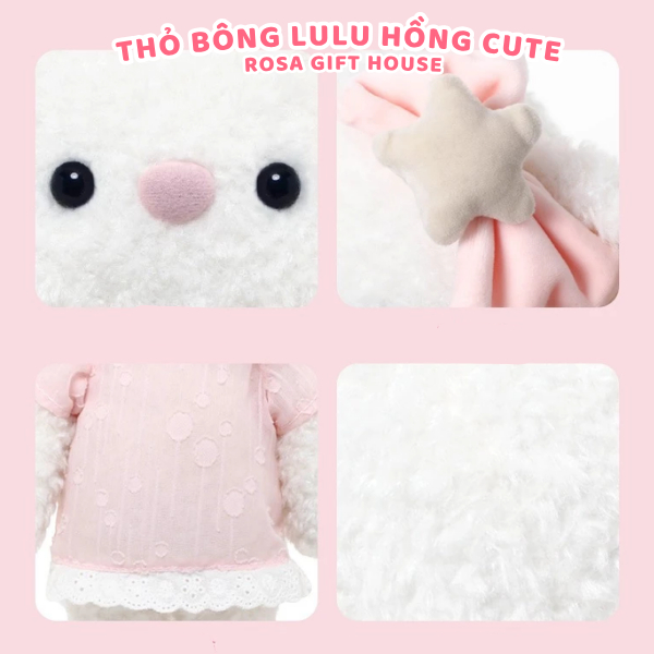 Thỏ Bông LuLu 32cm Áo Hồng Có Thêu Tai Theo Yêu Cầu – Gấu Bông Thỏ Ôm Siêu Mềm Quà Tặng Dễ Thương