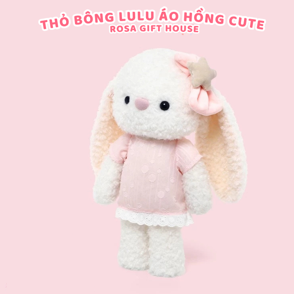 Thỏ Bông LuLu 32cm Áo Hồng Có Thêu Tai Theo Yêu Cầu – Gấu Bông Thỏ Ôm Siêu Mềm Quà Tặng Dễ Thương
