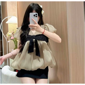 áo nơ phối màu đen
