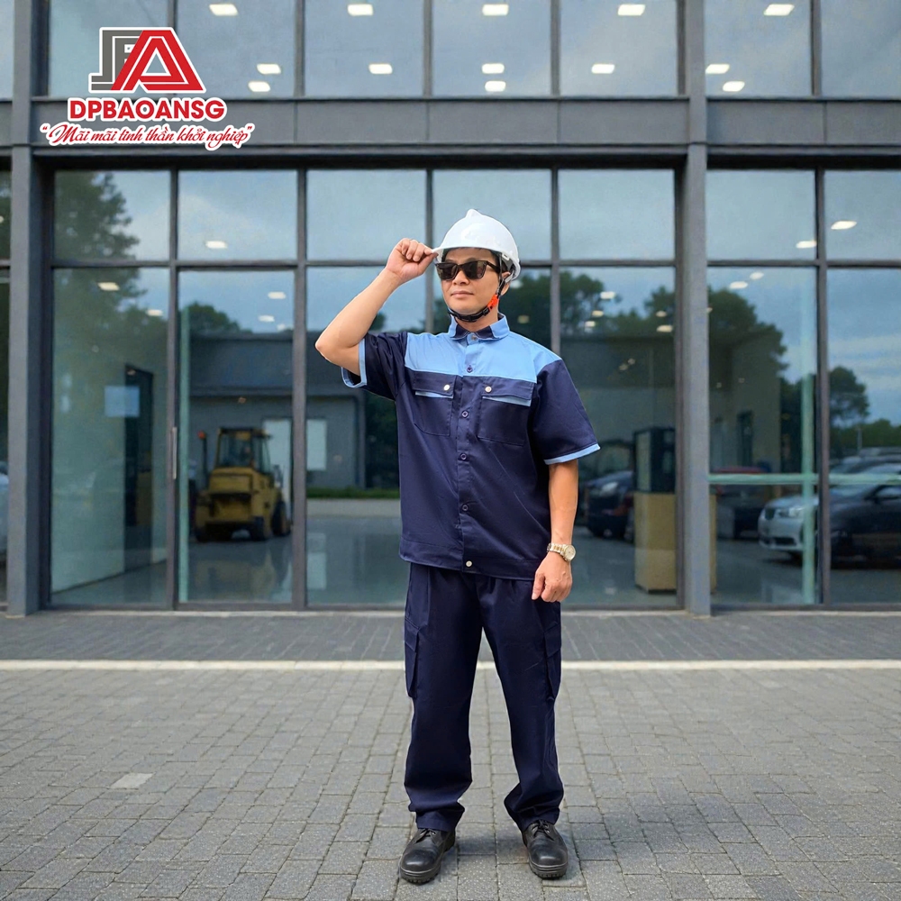 QUẦN - ÁO BẢO HỘ LAO ĐỘNG TAY NGẮN KAKI MÀU XANH ĐEN PHỐI BIỂN - ĐỒ BẢO HỘ CHO CÔNG NHÂN KỸ THUẬT/BẢO TRÌ - NHẬN IN LOGO