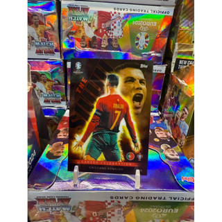Thẻ Cầu Thủ Bóng Đá Match Attax Euro 2024 Cristiano Ronaldo CR7  THE SIU Siêu Hiếm VIP PRO ( Supper Rare Card )