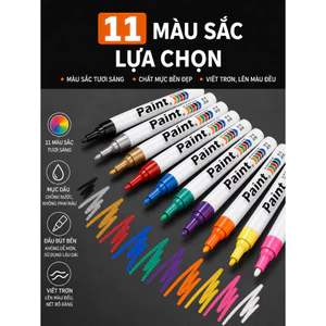 Bút lông dầu có 11 màu lựa chọn, viết êm mượt, chống nước và không phai màu.