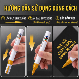 Bút lông dầu có 11 màu lựa chọn, viết êm mượt, chống nước và không phai màu.