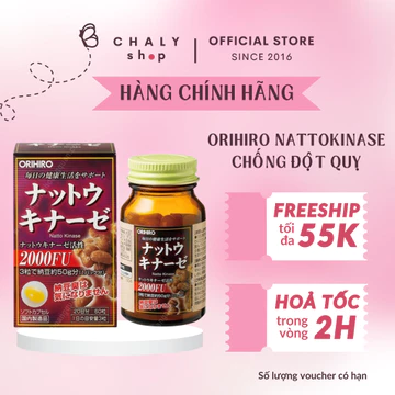 Viên chống đột quỵ & phục hồi sau tai biến Nattokinase Orihiro 60 viên Nhật