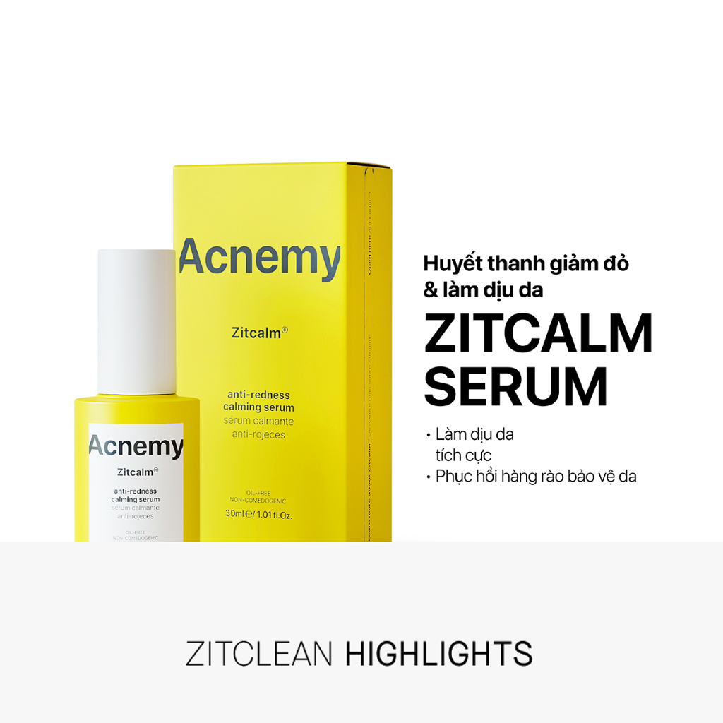 [HÀNG CTY] Huyết Thanh Giảm Đỏ, Làm Dịu Và Phục Hồi Da Sau Mụn Acnemy Zitcalm Anti Redness Calming Serum 30ml