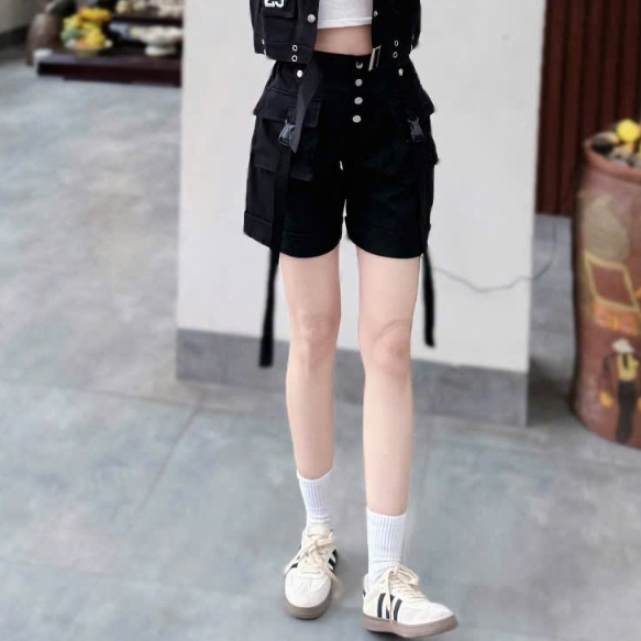 Quần short đùi kaki nữ túi hộp, cạp chun,Tập Dân Vũ, Gym, nhảy Aerobic ,Zuba, Pickleball...