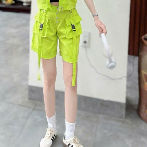 Quần short đùi kaki nữ túi hộp, cạp chun,Tập Dân Vũ, Gym, nhảy Aerobic ,Zuba, Pickleball...