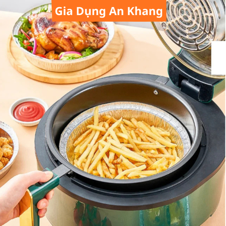 Khay Giấy Bạc Lót Nồi Chiên Không Dầu Chịu Nhiệt Cao, Nhiều Size