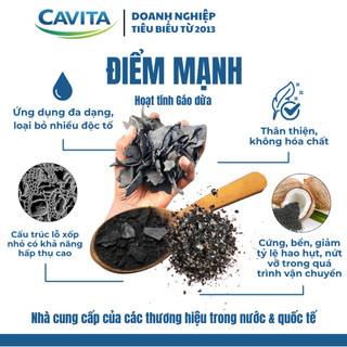 Than hoạt tính Gáo Dừa Cavita - Vật liệu lọc than gáo dừa phổ thông chính hãng Việt Nam (2 - 3kg)
