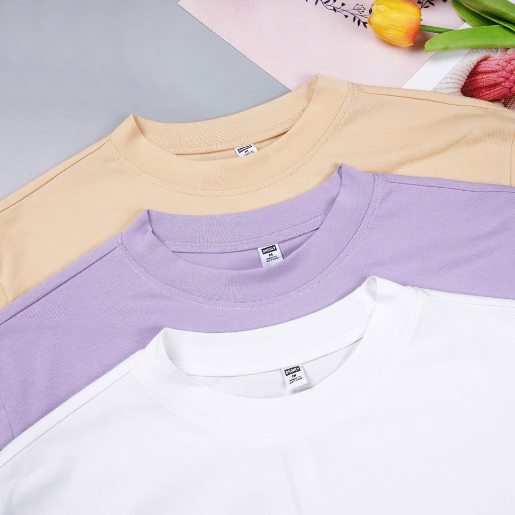 Áo Thun Nữ Trơn Form Rộng Tay Lỡ – Chất Liệu Cotton Mềm Mát, Basic Hàn Quốc Dễ Phối Đồ | OHANLY