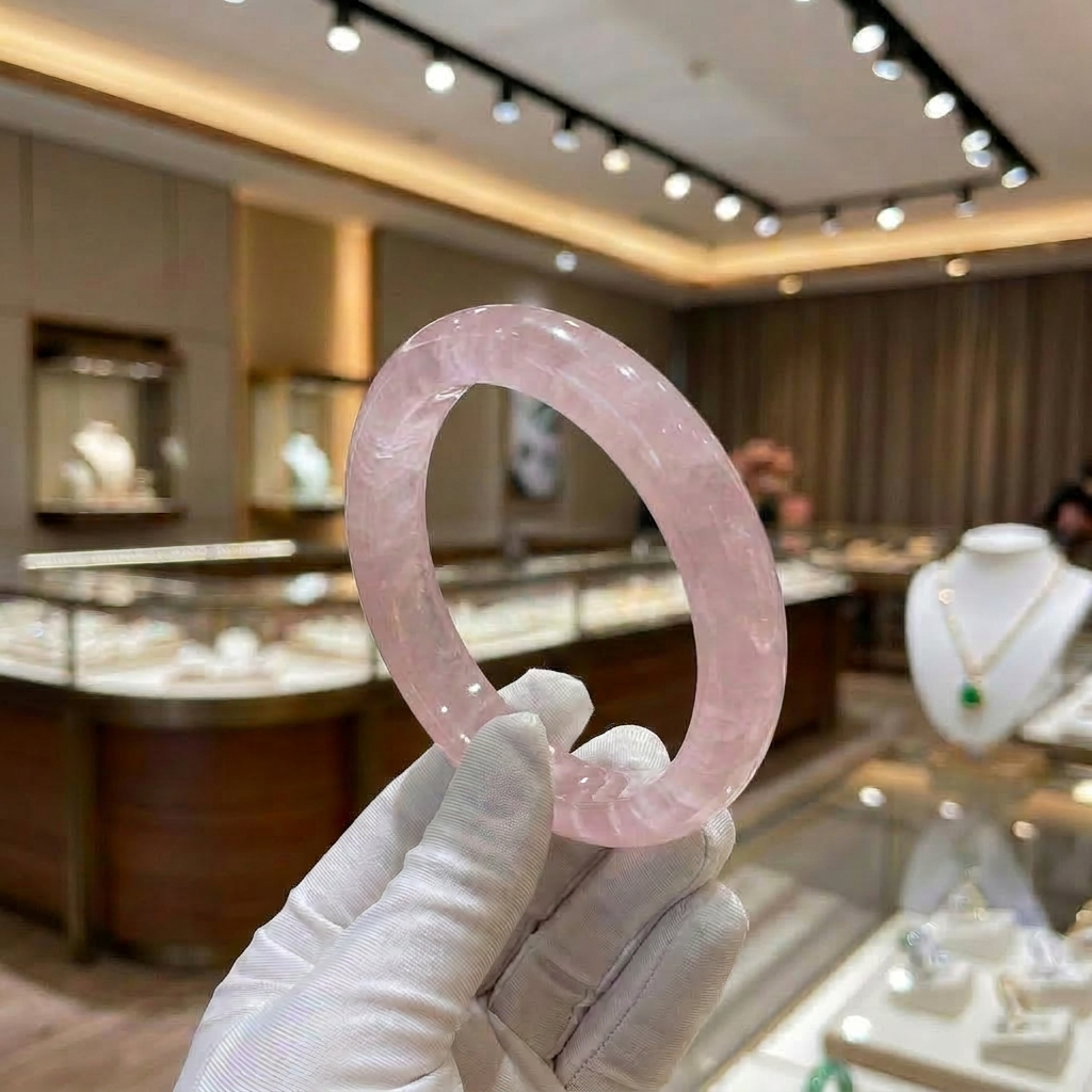 [𝐒𝐀𝐋𝐄] Vòng tay Thạch Anh Hồng bản hẹ trang sức cao cấp bằng đá tự nhiên nguyên khối