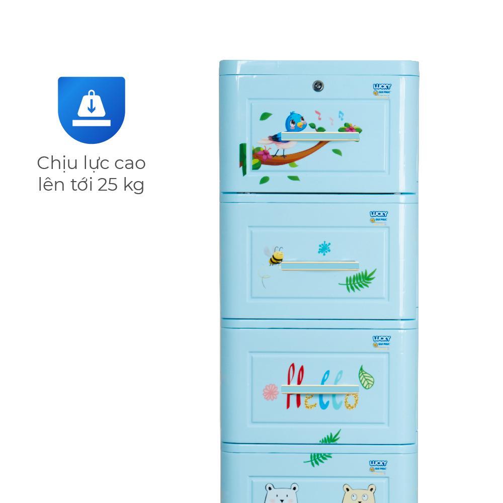 Tủ nhựa Lucky 5 tầng QUI PHÚC, tiện lợi, chắc chắn, dễ lắp ráp, phù hợp đựng đồ cho bé
