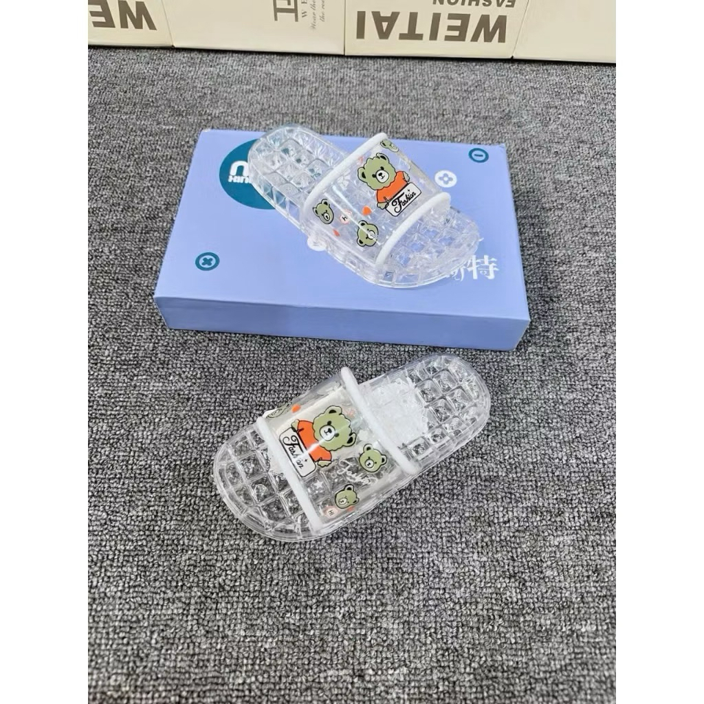 (tăng 2size- from  be)Dép trẻ em pha lê trong suốt chống trơn trượt, dép bé trai, bé gái đi trong nhà tắm và ngoài trời,