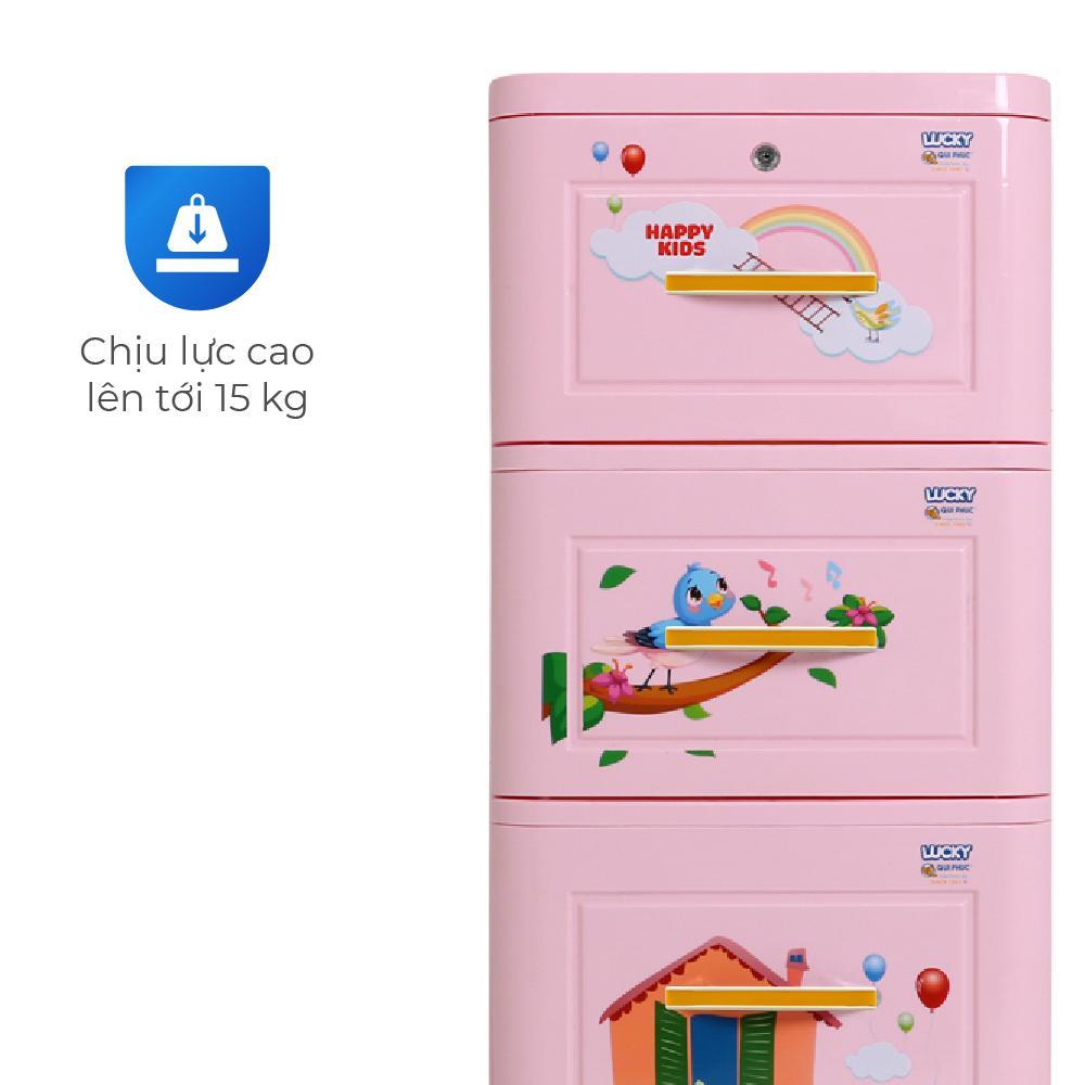 [HỎA TỐC] Tủ nhựa Lucky 3 tầng QUI PHÚC, nhỏ gọn, tiện lợi, phù hợp mọi không gian, dễ lắp ráp