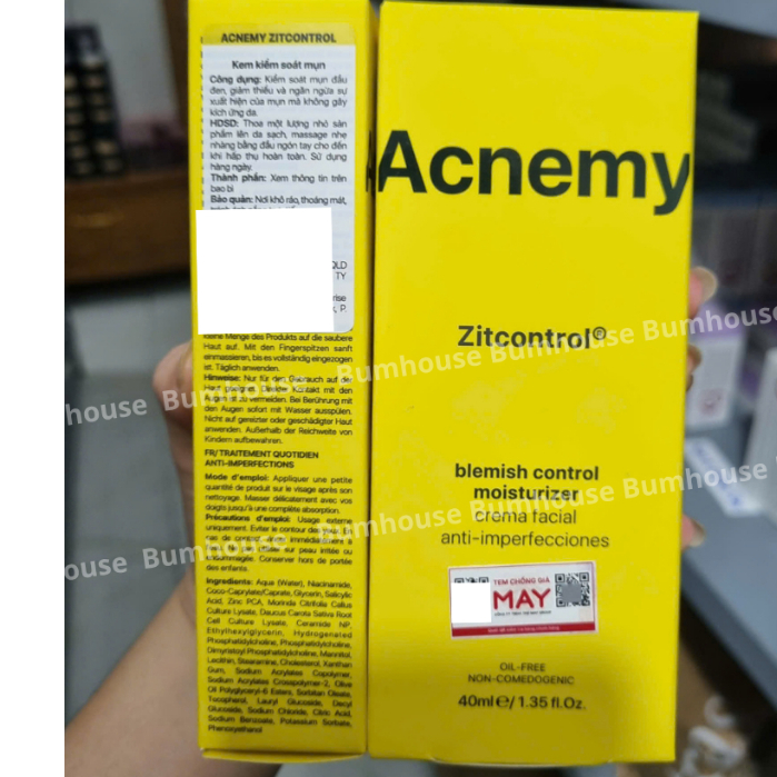 [HÀNG CTY] Kem Dưỡng Kiểm soát Dầu Nhờn cho Da Mụn Acnemy Zitcontrol Blemish Control Moisturizer 40ML