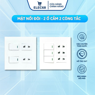 Mặt Nổi Đôi TPE - Ổ Cắm Điện 2 Công Tắc 2 Ổ Cắm hoặc 3 Công Tắc 3 Ổ Cắm, chính hãng, an toàn bền bỉ