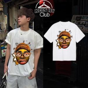 Áo Thun Y2k Hình Mặt Người Họa Tiết Hài Hước Form OverSize Chất Cotton 2 Chiều Mịn Full
