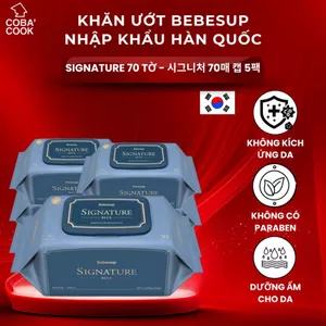 Combo 5 gói Khăn Ướt Nhập Khẩu Hàn Quốc Bebesup Signature 70 Tờ/Gói Thương Hiệu Bebesup