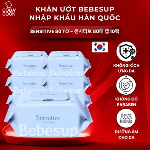 Combo 10 Gói Khăn Ướt Bebesup Sensitive 80 Tờ Hàn Quốc Thương Hiệu Bebesup