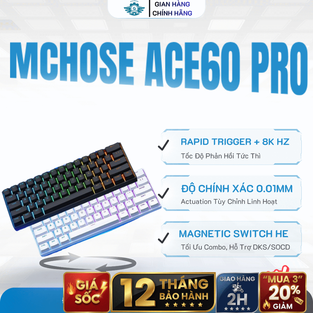 ⚡[Cực Hot] Bàn Phím Cơ Mchose Ace60/Ace68 Pro HE, Hotswap, 8KHz, Rapid ...