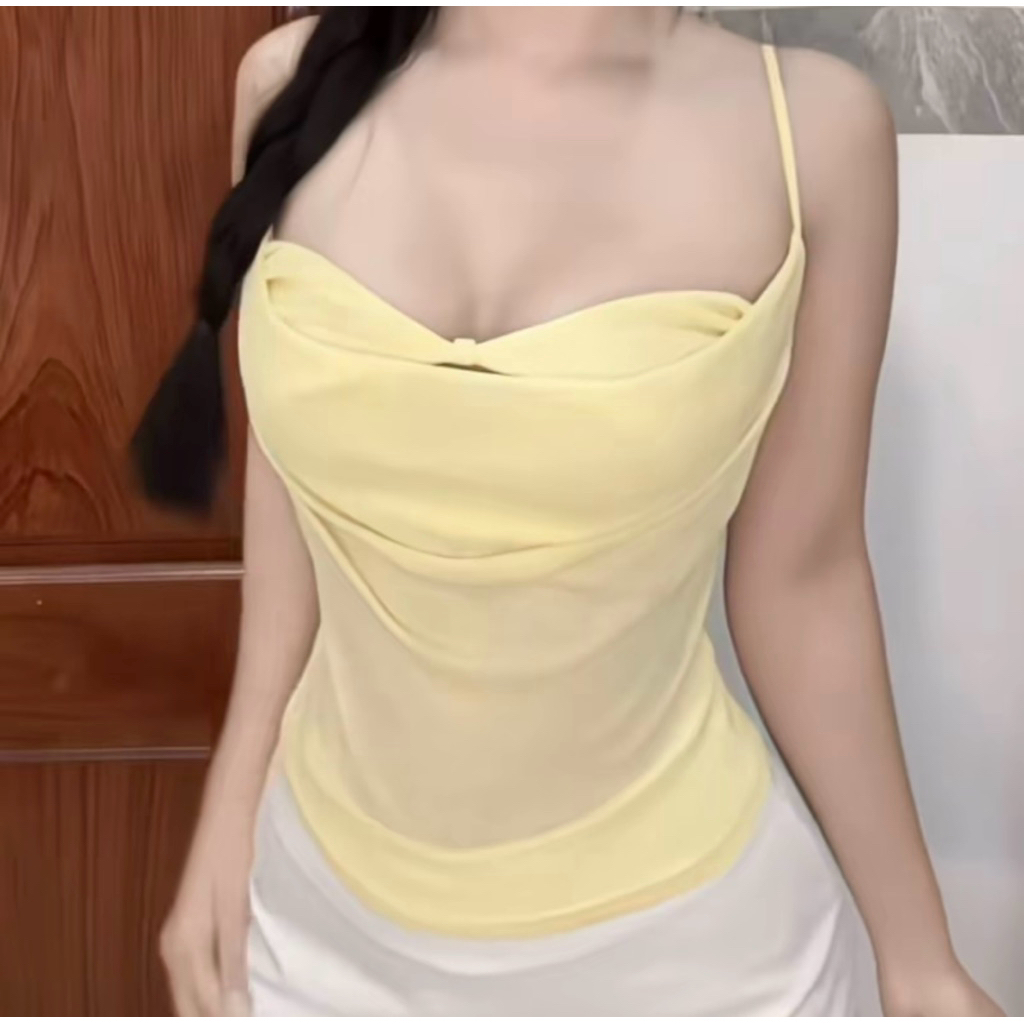 | LYN WEAR | Áo hai dây cổ đổ thun giấy mùa hè, croptop basic dáng sexy