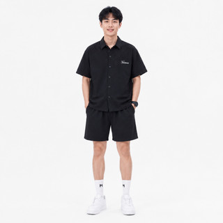 [ Mua 2 tặng 1] Bộ Sơ Mi Nam Tay Ngắn  Kèm Quần Short Form Rộng Basic Mặc Mát BHN95 - Màu Đen