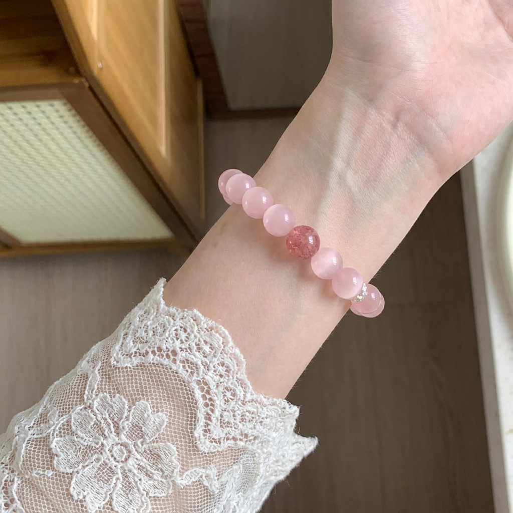 Vòng tay Đào Hoa Nương dạng hạt, trang sức thời trang cao cấp bằng đá tự nhiên 𝐬𝐡𝐚𝐧𝐠𝐡𝐚𝐢 𝐬𝐭𝐨𝐫𝐞