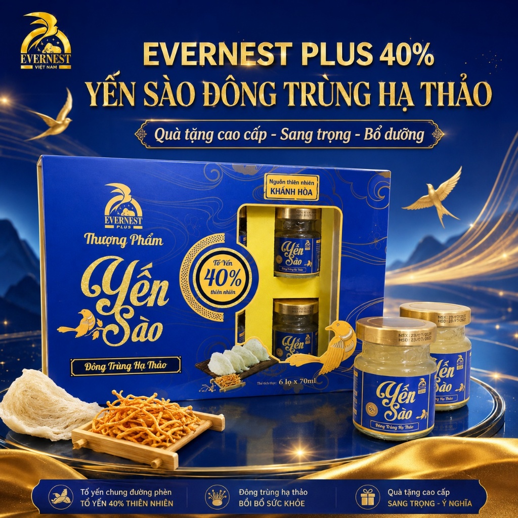 ( COMBO TIẾT KIỆM 10 - 16 - 32 HỘP) YẾN SÀO ĐÔNG TRÙNG HẠ THẢO 40% - EVERNEST PLUS