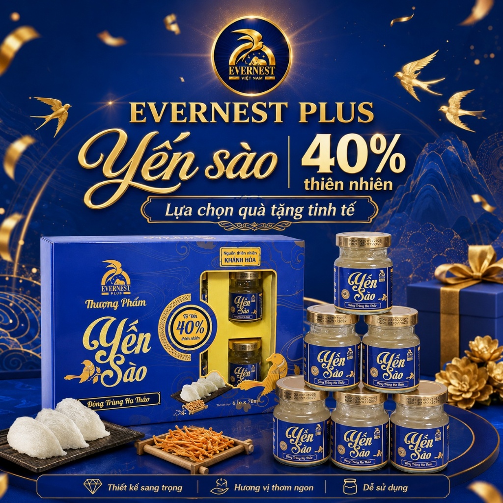 ( COMBO TIẾT KIỆM 10 - 16 - 32 HỘP) YẾN SÀO ĐÔNG TRÙNG HẠ THẢO 40% - EVERNEST PLUS