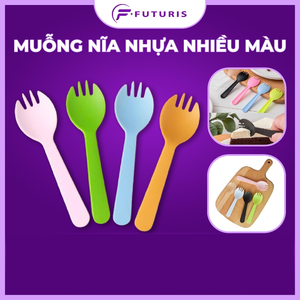 Set 20 Thìa Dĩa Nhựa Mini Futuris Store – Muỗng Nhựa Ăn Bánh Kem, Bánh Bông Lan Dùng 1 Lần Tiện Lợi Siêu Xinh