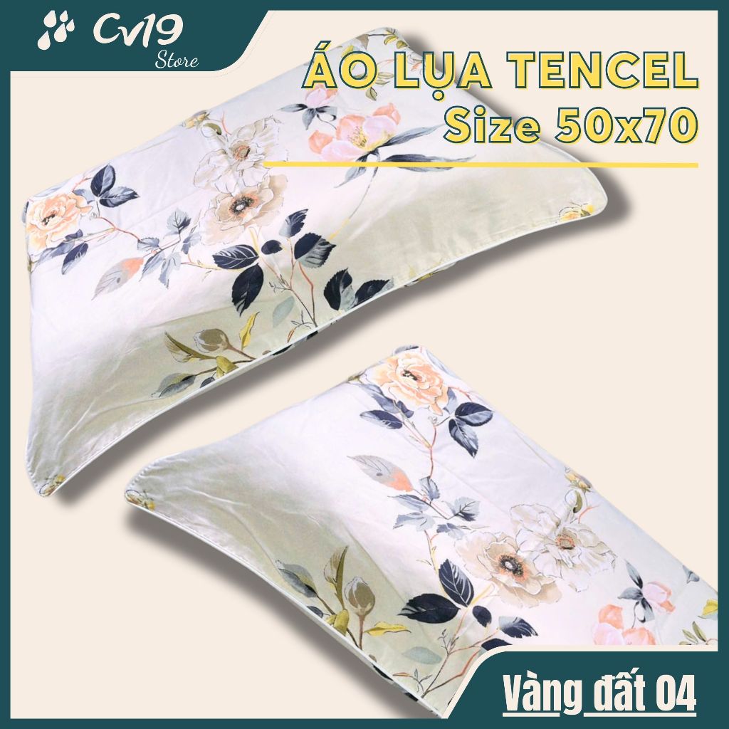 LỤA TENCEL - 1 Áo gối lụa tencel (Vàng) áo 50x70, áo gối lụa lạnh, áo gối lụa cao cấp, tơ tằm