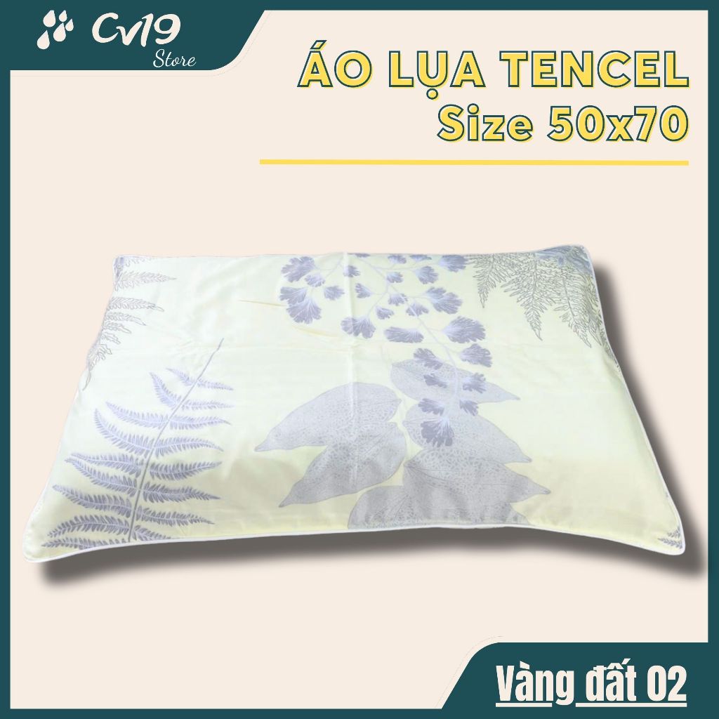 LỤA TENCEL - 1 Áo gối lụa tencel (Vàng) áo 50x70, áo gối lụa lạnh, áo gối lụa cao cấp, tơ tằm