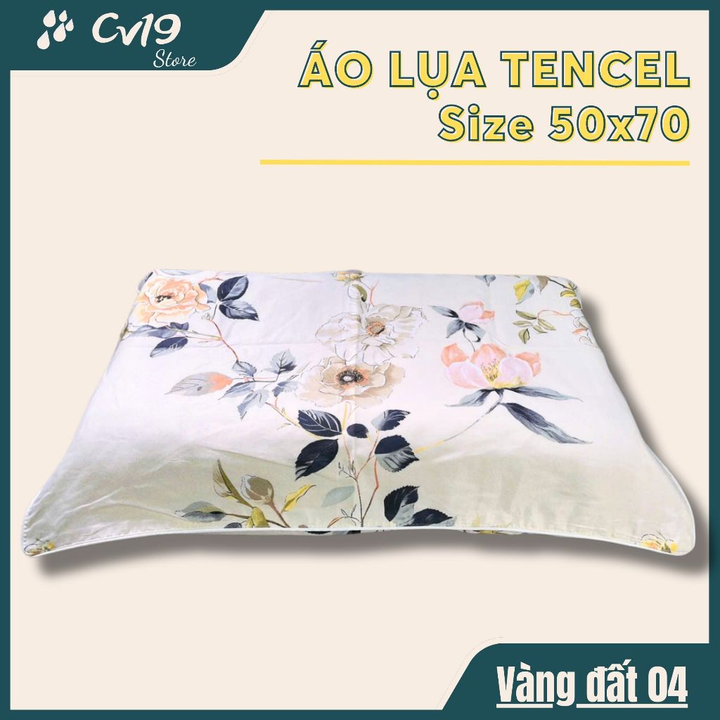 LỤA TENCEL - 1 Áo gối lụa tencel (Vàng) áo 50x70, áo gối lụa lạnh, áo gối lụa cao cấp, tơ tằm