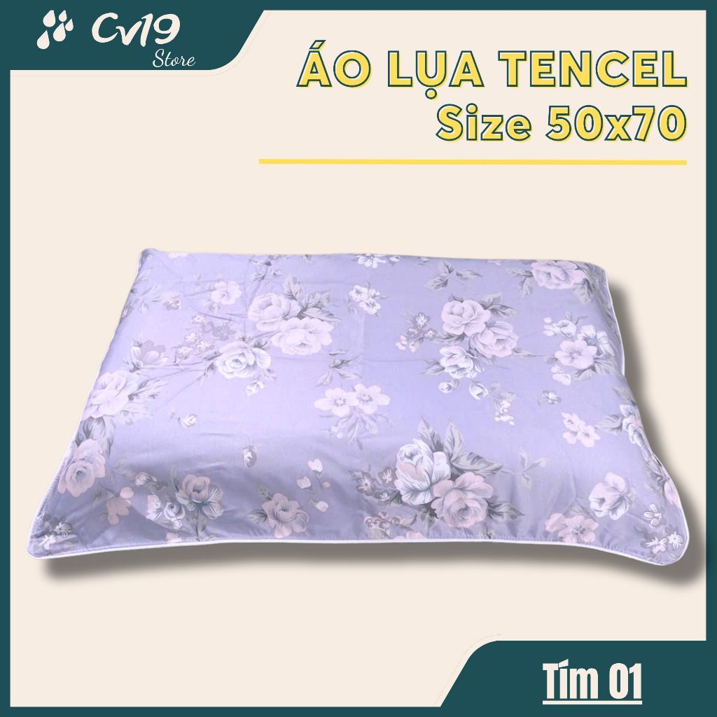 LỤA TENCEL - 1 Áo gối lụa tencel (Tồn Ít) áo 50x70, áo gối lụa lạnh, áo gối lụa cao cấp, tơ tằm