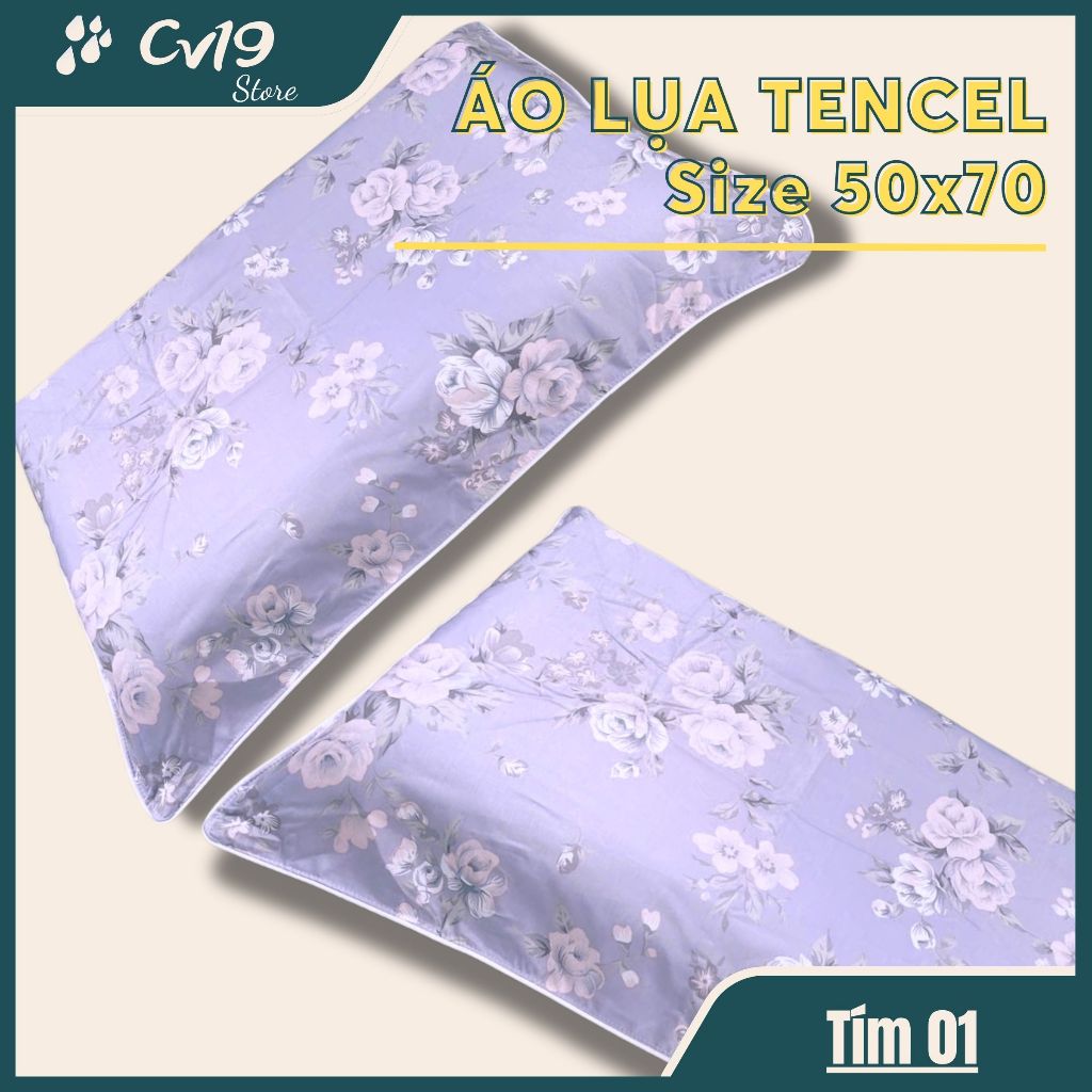 LỤA TENCEL - 1 Áo gối lụa tencel (Tồn Ít) áo 50x70, áo gối lụa lạnh, áo gối lụa cao cấp, tơ tằm