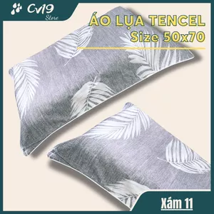LỤA TENCEL - 1 Áo gối lụa tencel (Xám) áo 50x70, áo gối lụa lạnh, áo gối lụa cao cấp, tơ tằm