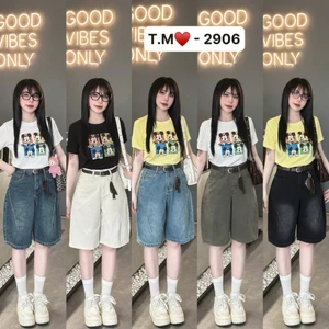 Quần Ngố Jeans Nữ Họa Tiết Gân Basic Dài 52cm Chất Mềm Tặng Đai #2906