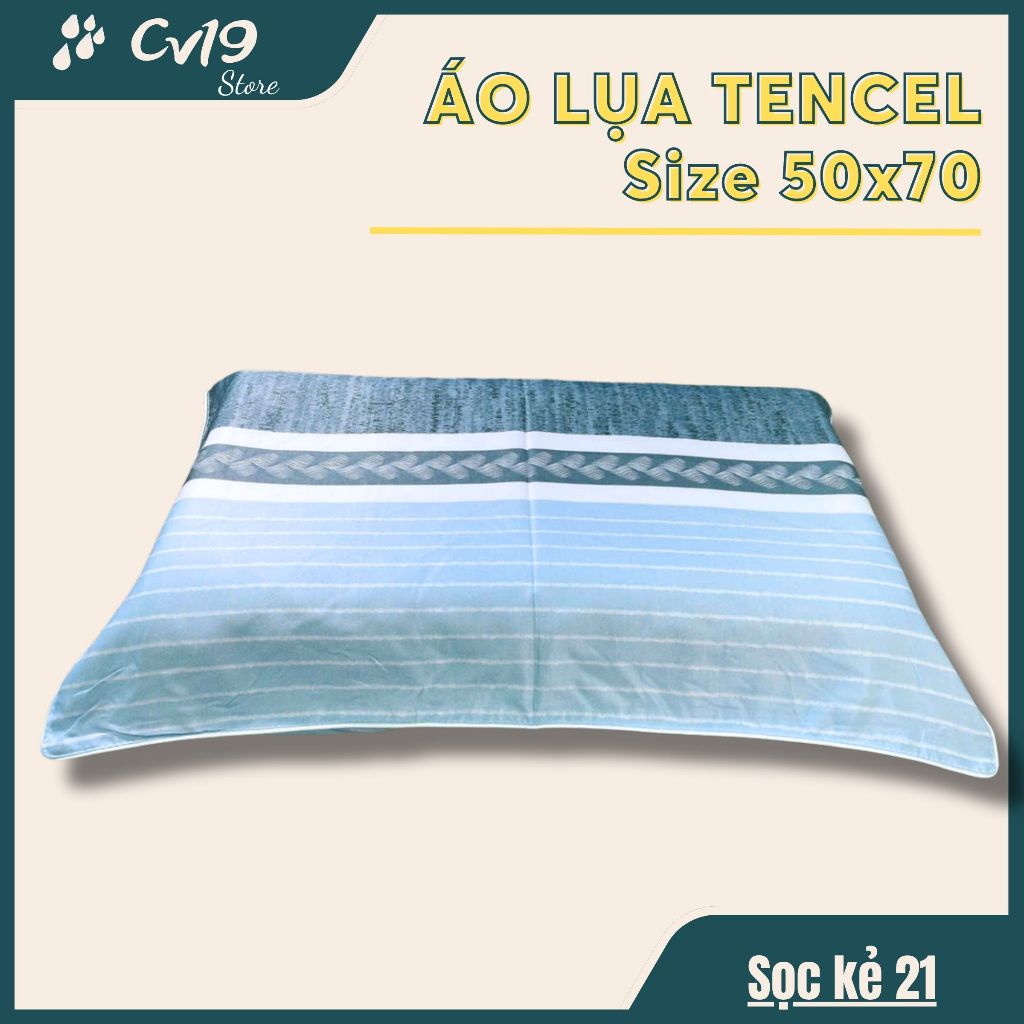 LỤA TENCEL - 1 Áo gối lụa tencel (Sọc Kẻ) áo 50x70, áo gối lụa lạnh, áo gối lụa cao cấp, tơ tằm