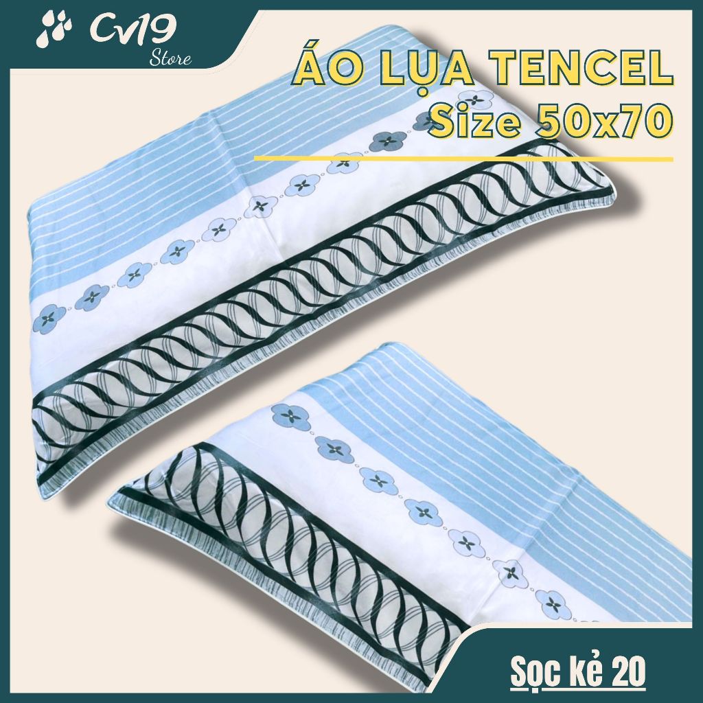 LỤA TENCEL - 1 Áo gối lụa tencel (Sọc Kẻ) áo 50x70, áo gối lụa lạnh, áo gối lụa cao cấp, tơ tằm