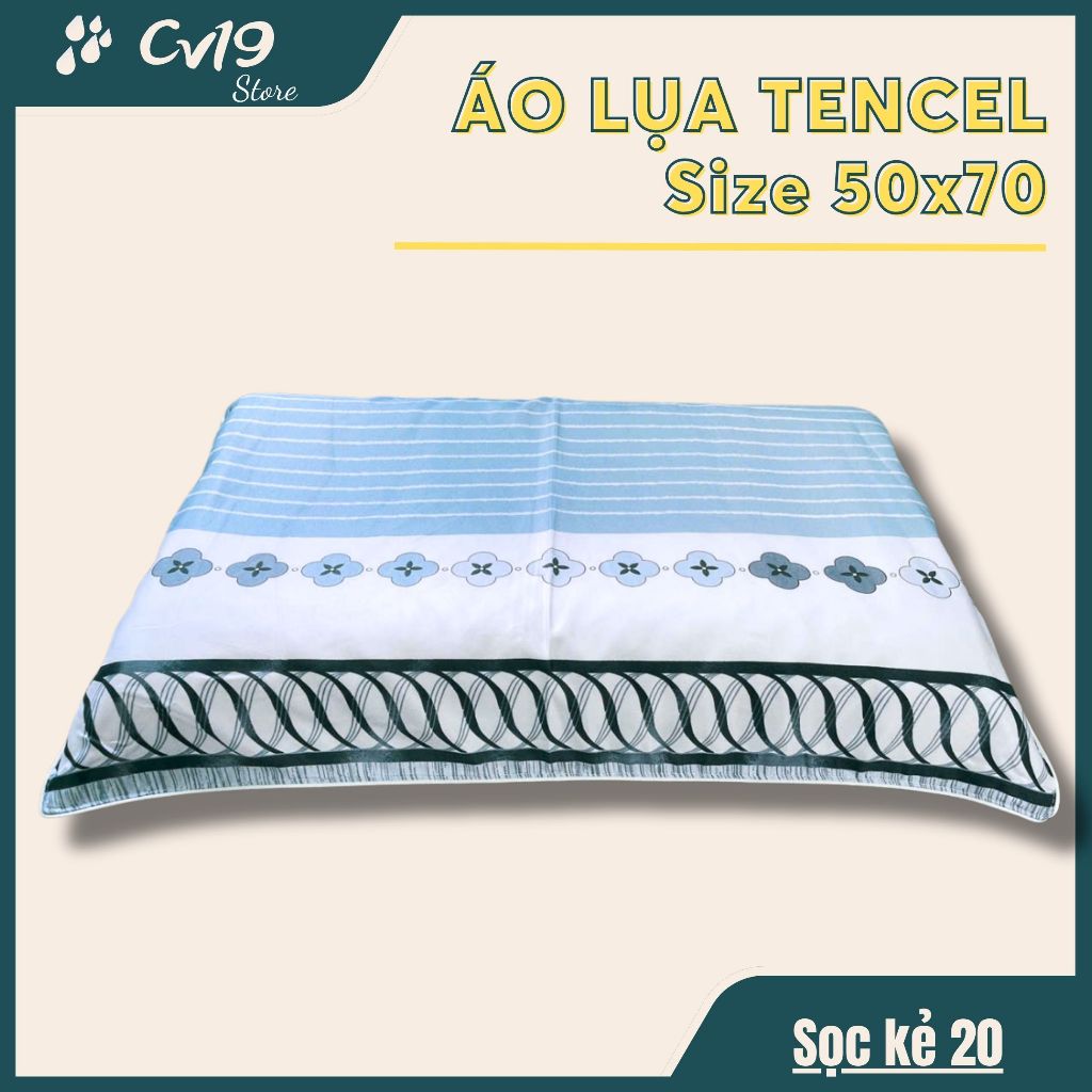 LỤA TENCEL - 1 Áo gối lụa tencel (Sọc Kẻ) áo 50x70, áo gối lụa lạnh, áo gối lụa cao cấp, tơ tằm