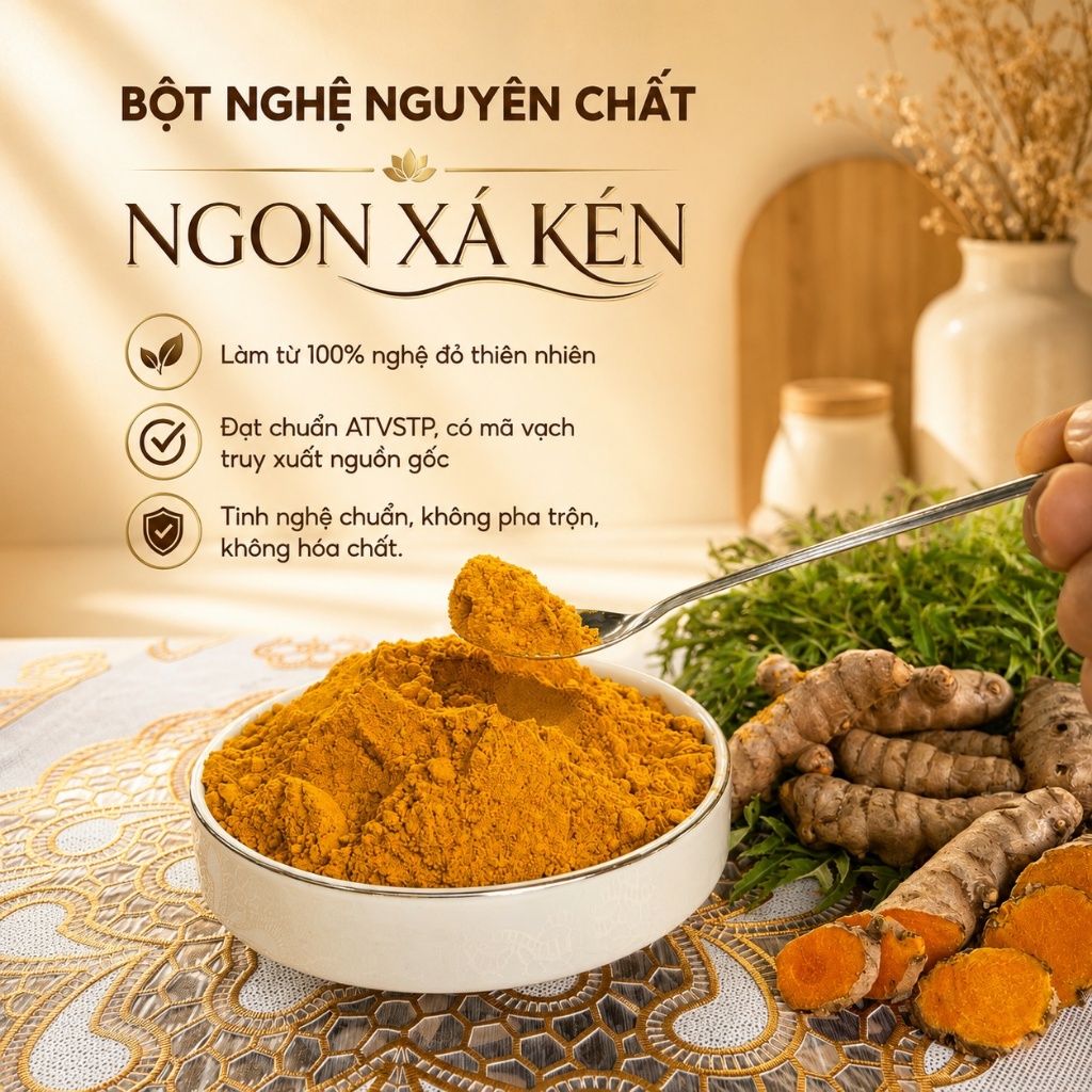 Nghiệm Bột Nghệ Nguyên Chất 100% - Gia Vị Tạo Màu Vàng Tự Nhiên