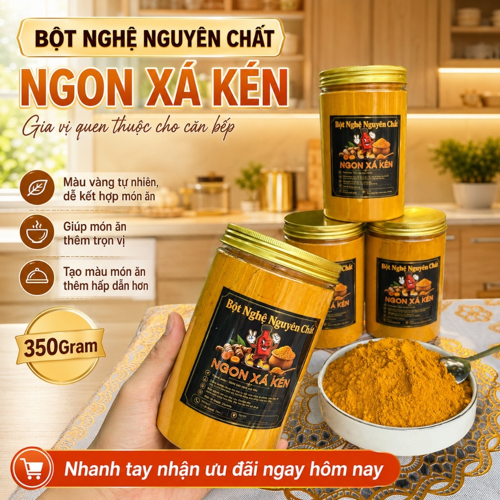 Nghiệm Bột Nghệ Nguyên Chất 100% - Gia Vị Tạo Màu Vàng Tự Nhiên