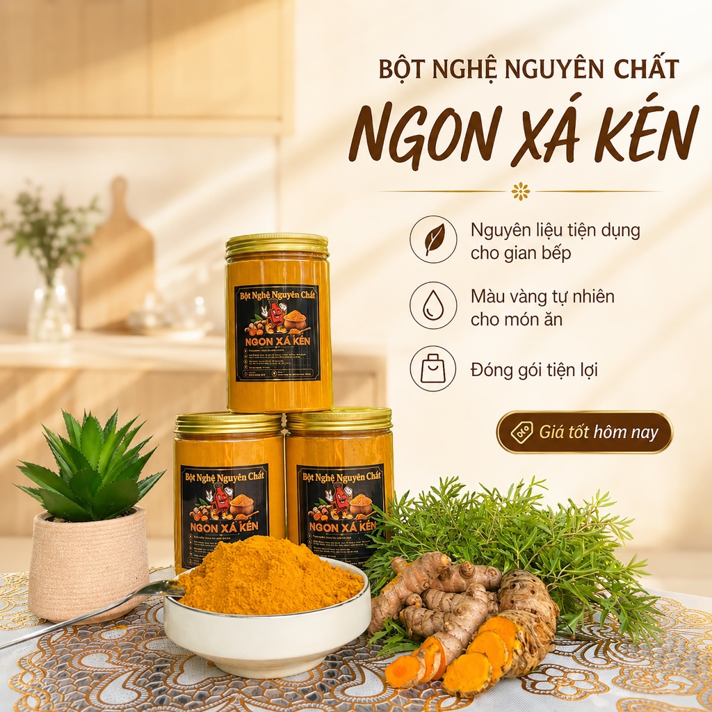 Nghiệm Bột Nghệ Nguyên Chất 100% - Gia Vị Tạo Màu Vàng Tự Nhiên