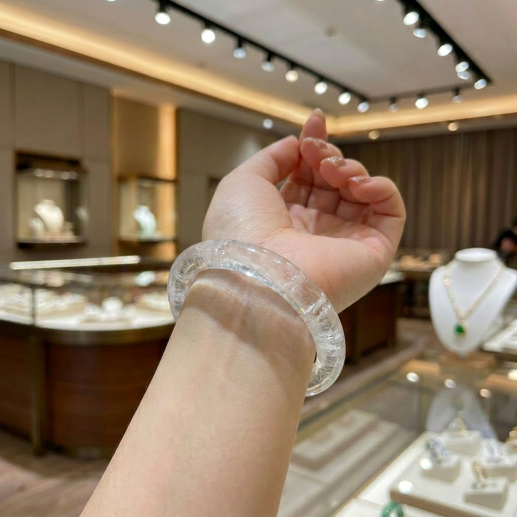 [𝐒𝐀𝐋𝐄] Vòng tay Thạch Anh Trắng bản hẹ trang sức cao cấp bằng đá tự nhiên nguyên khối 𝐊𝐈𝐌 𝐓𝐇À𝐍𝐇 𝐁Ả𝐎
