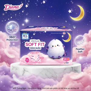 BĂNG QUẦN DIANA SOFT FIT THẾ HỆ MỚI (GÓI 14 + 2 MIẾNG) – ÊM MỀM NHƯ LÔNG VŨ, BẢO VỆ TOÀN DIỆN 360 ĐỘ