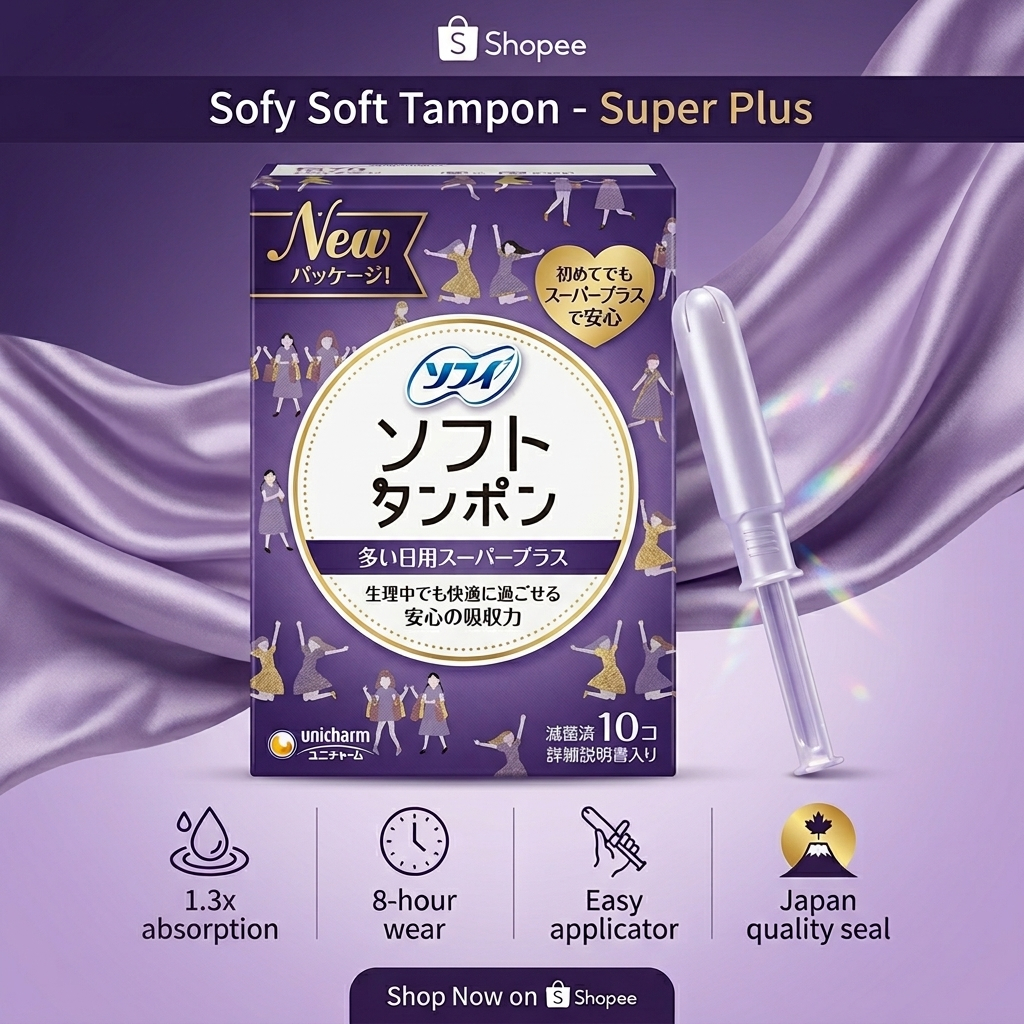 BVS TAMPON SOFY SOFT SUPER PLUS (HỘP 10 MIẾNG) - NHẬP KHẨU NHẬT BẢN