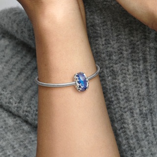 Charm Bạc Murano Dải Ngân Hà - Xanh Vũ Trụ - Galaxy Blue & Star Murano