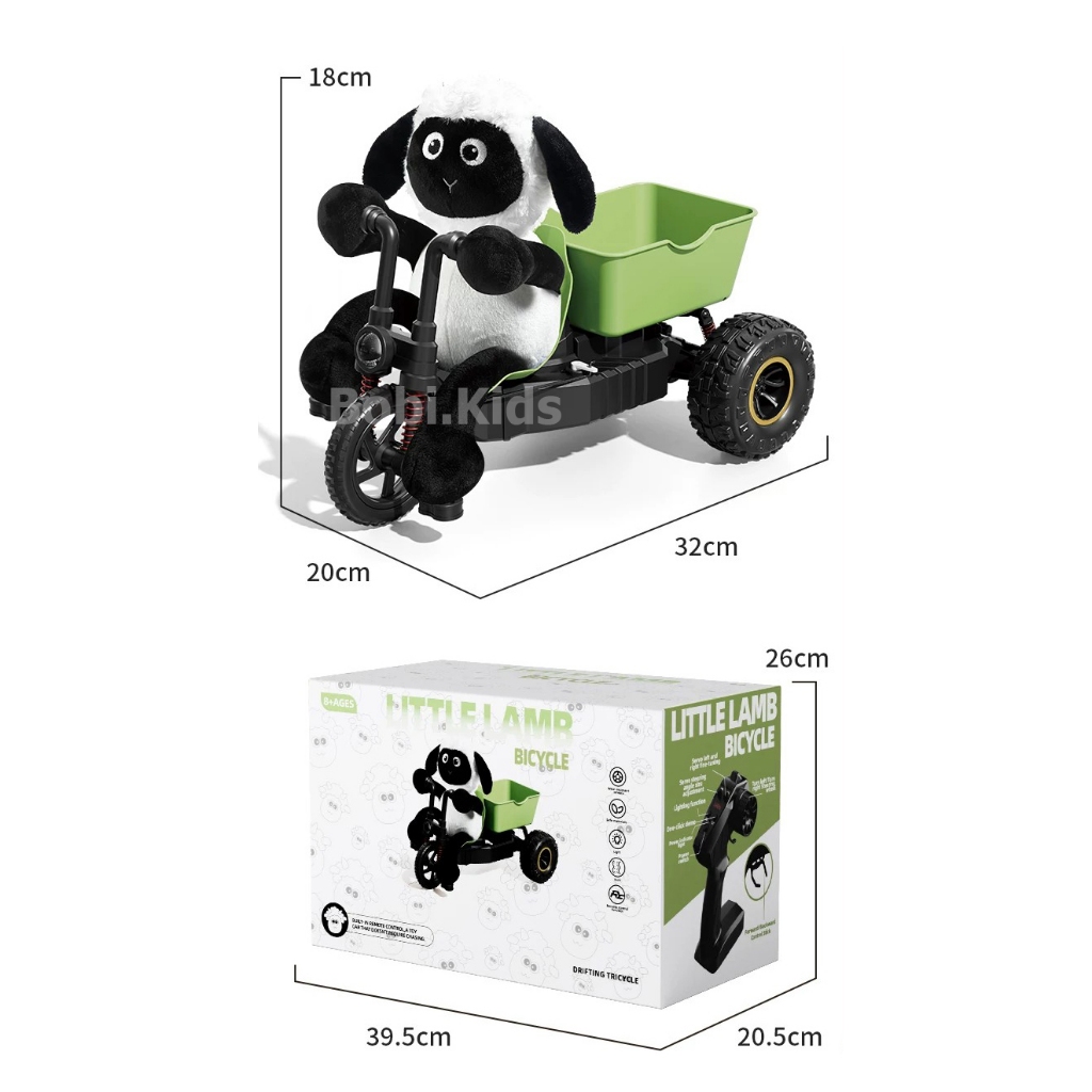 Xe Điều Khiển Từ Xa 3 Bánh Cừu RC Tốc Độ Cao - Xe Drift Đặc Nhiệm Có Gấu Bông, Ga Toàn Phần, Chống Lật, Pin Sạc Siêu Bền