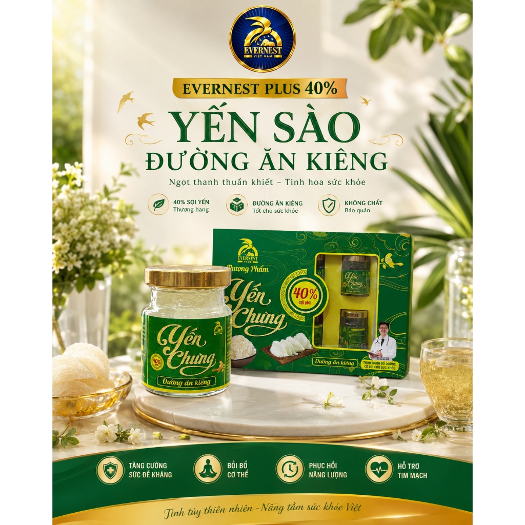YẾN SÀO ĐƯỜNG ĂN KIÊNG 40% - EVERNEST PLUS