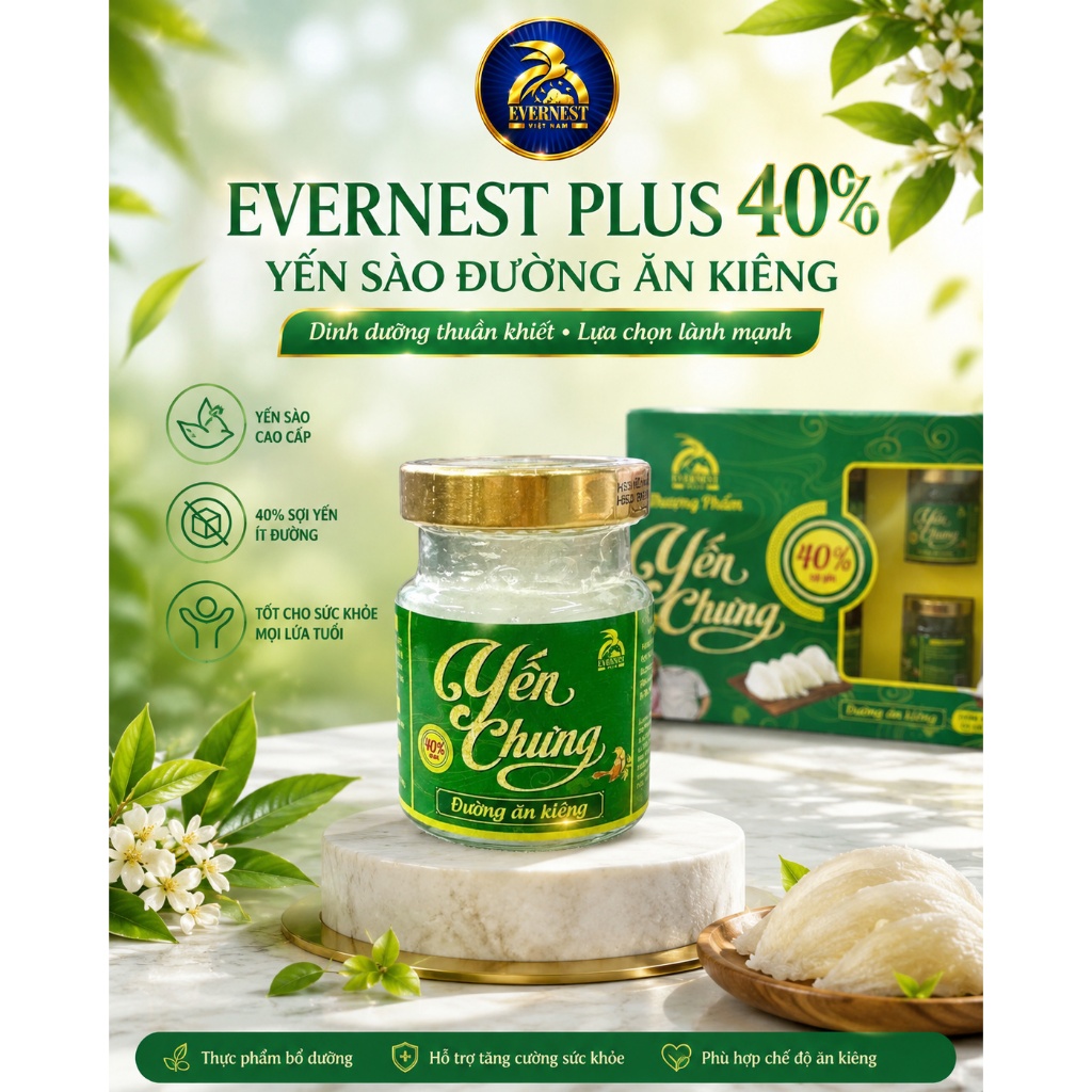 YẾN SÀO ĐƯỜNG ĂN KIÊNG 40% - EVERNEST PLUS